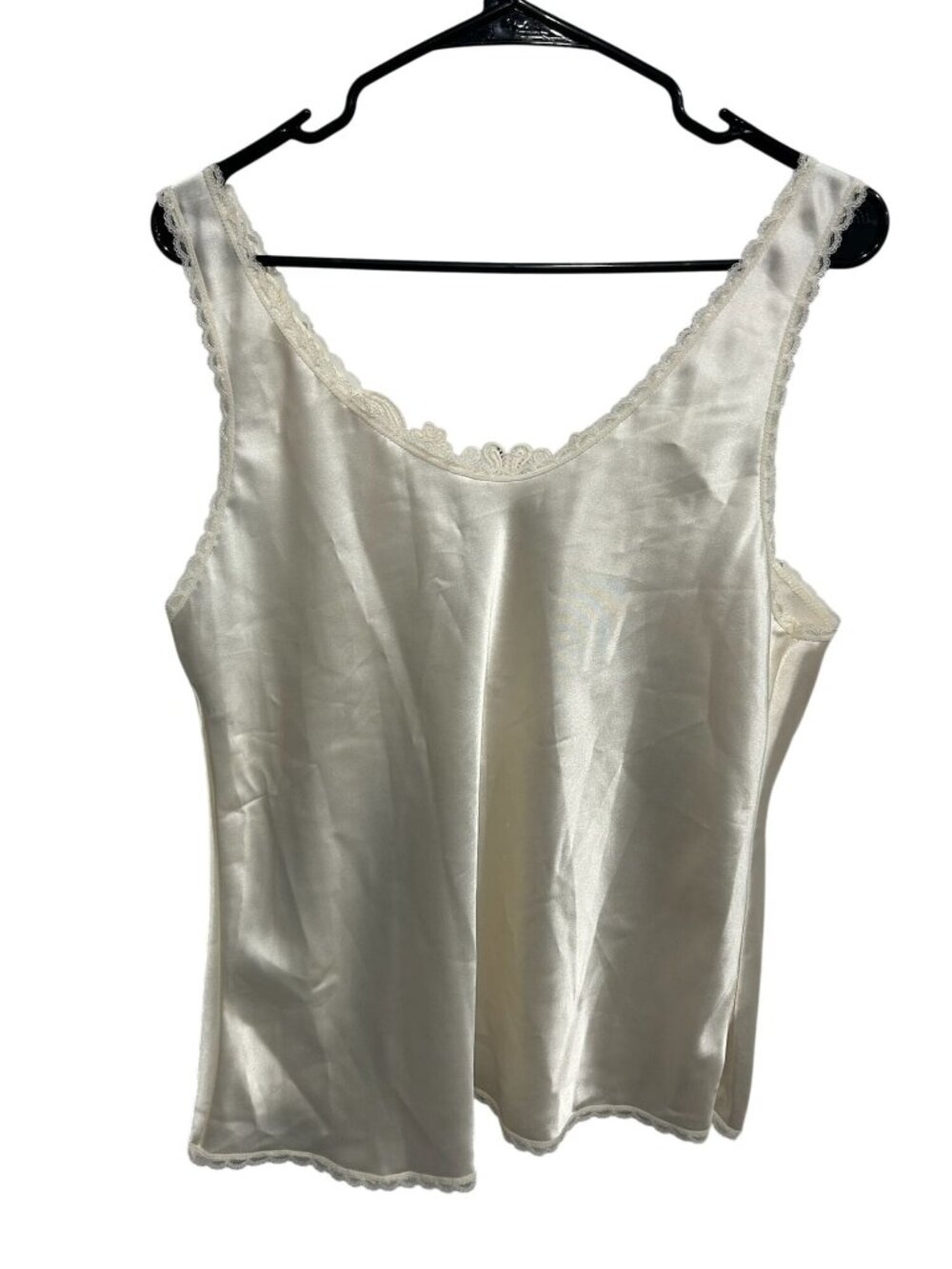 Cinema Etoile 1X Cream Lace Trim Satin Camisole Tank Top Romanticcore Ethereal